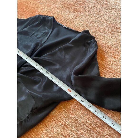 Zara Women's Long Sleeve Black Satin Twist Front Top Size S - Picture 8 of 11